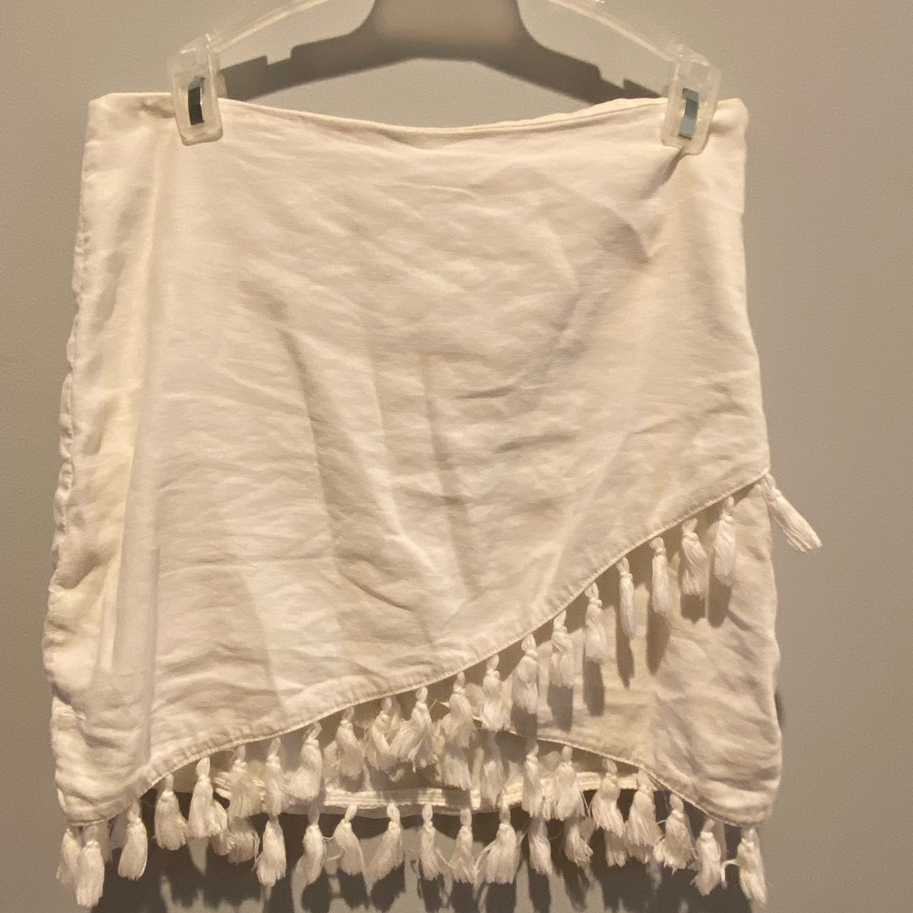 White fringe wrap skirt